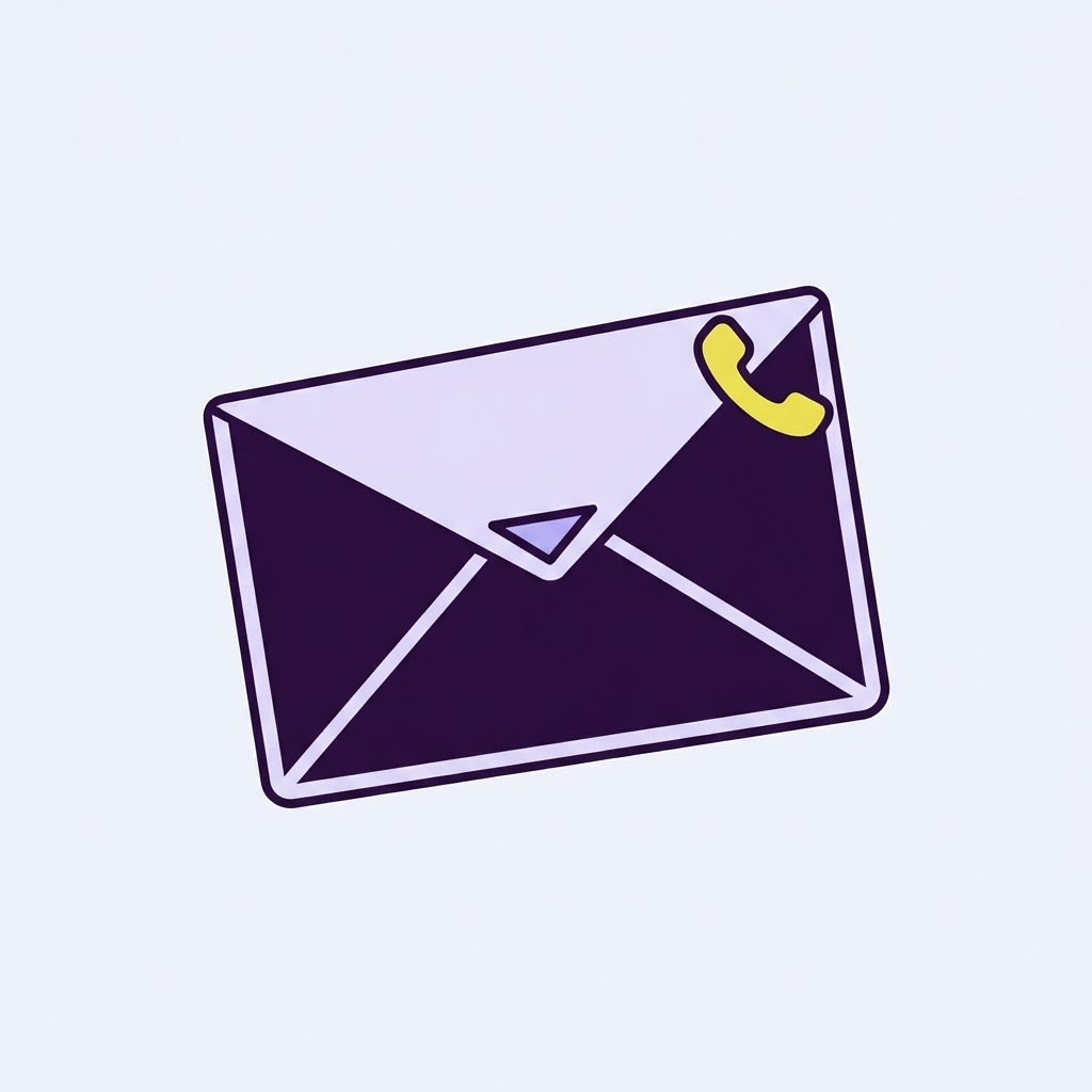 A closed envelope with a phone handset resting on top of it